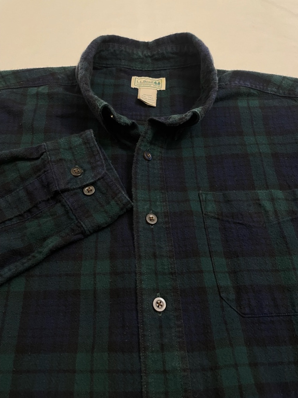 L.L. Bean Scotch Plaid Flannel Shirt Black Watch Tartan Traditional Fit XXL Tall